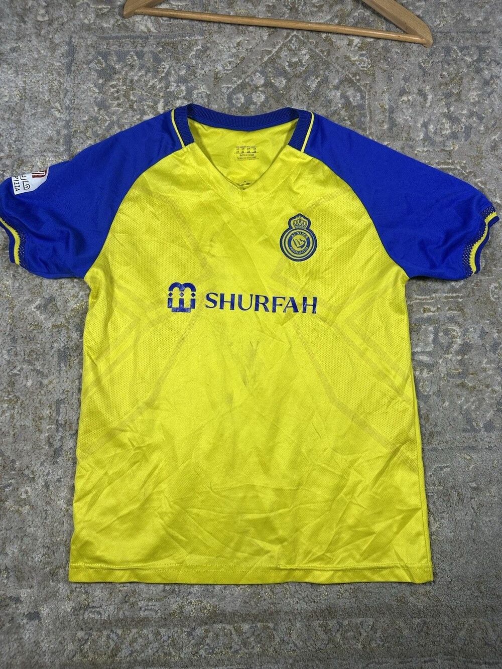 Cristiano Ronaldo Al Nassr Jersey - Unbranded Fan Kit - Yellow/Blue Youth M